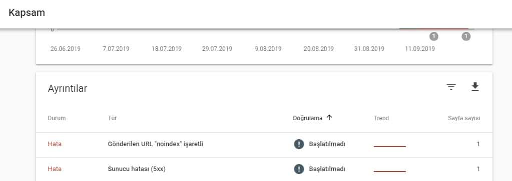 Search console kapsam
